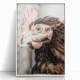 Farmhouse Wall Art - Rustic Close-Up of Chicken for Country Decor
