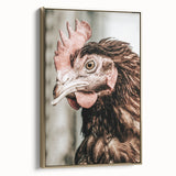 Farmhouse Wall Art - Rustic Close-Up of Chicken for Country Decor