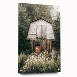 Farmhouse Wall Art - Rustic Wooden Barn Surrounded by Nature for Decor