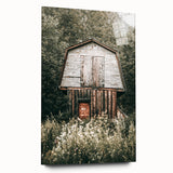 Farmhouse Wall Art - Rustic Wooden Barn Surrounded by Nature for Decor