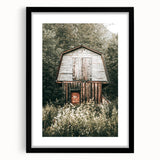 Farmhouse Wall Art - Rustic Wooden Barn Surrounded by Nature for Decor