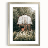 Farmhouse Wall Art - Rustic Wooden Barn Surrounded by Nature for Decor