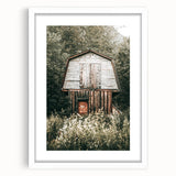 Farmhouse Wall Art - Rustic Wooden Barn Surrounded by Nature for Decor