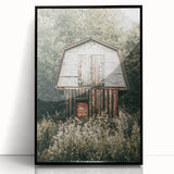 Farmhouse Wall Art - Rustic Wooden Barn Surrounded by Nature for Decor