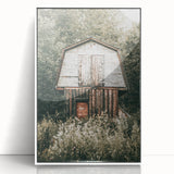 Farmhouse Wall Art - Rustic Wooden Barn Surrounded by Nature for Decor