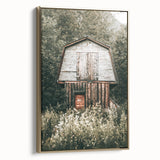 Farmhouse Wall Art - Rustic Wooden Barn Surrounded by Nature for Decor