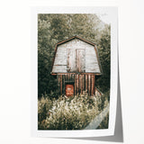 Farmhouse Wall Art - Rustic Wooden Barn Surrounded by Nature for Decor