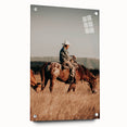 Cowboy and Horse Wall Art | Rustic Farmhouse Decor | Country Style Print