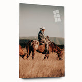 Cowboy and Horse Wall Art | Rustic Farmhouse Decor | Country Style Print