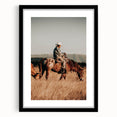 Cowboy and Horse Wall Art | Rustic Farmhouse Decor | Country Style Print