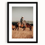 Cowboy and Horse Wall Art | Rustic Farmhouse Decor | Country Style Print