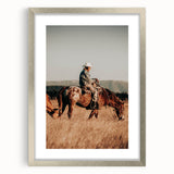 Cowboy and Horse Wall Art | Rustic Farmhouse Decor | Country Style Print