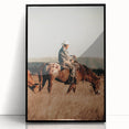 Cowboy and Horse Wall Art | Rustic Farmhouse Decor | Country Style Print