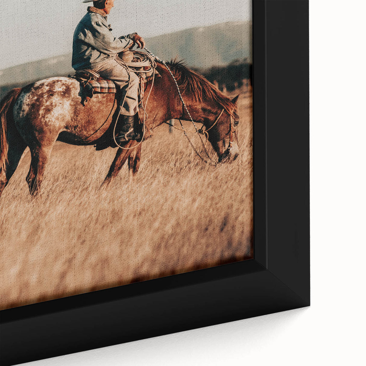 Cowboy and Horse Wall Art | Rustic Farmhouse Decor | Country Style Print