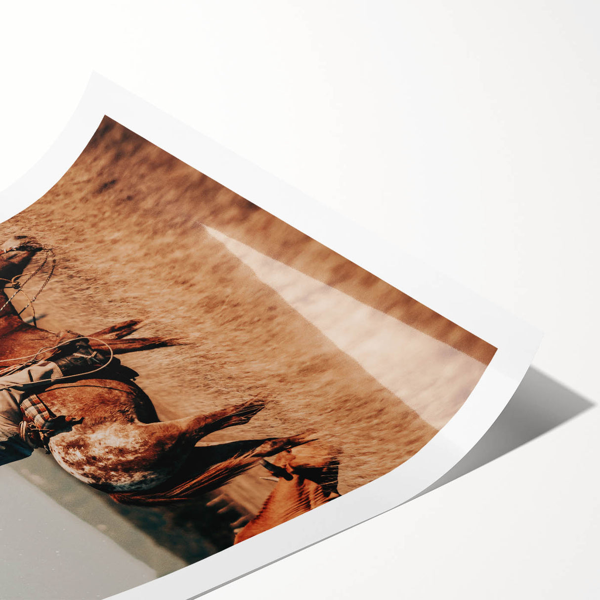 Cowboy and Horse Wall Art | Rustic Farmhouse Decor | Country Style Print