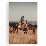 Cowboy and Horse Wall Art | Rustic Farmhouse Decor | Country Style Print