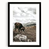 Mountain Cow Grazing Wall Art | Rustic Farmhouse Decor for Country Homes