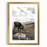 Mountain Cow Grazing Wall Art | Rustic Farmhouse Decor for Country Homes
