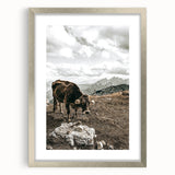 Mountain Cow Grazing Wall Art | Rustic Farmhouse Decor for Country Homes
