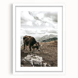 Mountain Cow Grazing Wall Art | Rustic Farmhouse Decor for Country Homes
