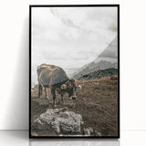 Mountain Cow Grazing Wall Art | Rustic Farmhouse Decor for Country Homes