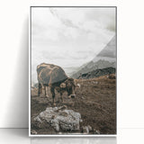 Mountain Cow Grazing Wall Art | Rustic Farmhouse Decor for Country Homes