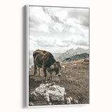 Mountain Cow Grazing Wall Art | Rustic Farmhouse Decor for Country Homes