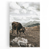 Mountain Cow Grazing Wall Art | Rustic Farmhouse Decor for Country Homes