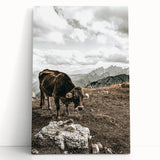 Mountain Cow Grazing Wall Art | Rustic Farmhouse Decor for Country Homes