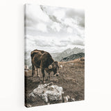 Mountain Cow Grazing Wall Art | Rustic Farmhouse Decor for Country Homes