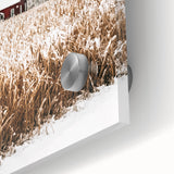 Snowy Farmhouse in Winter Wall Art | Rustic Farmhouse Decor for Homes