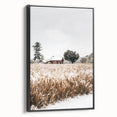 Snowy Farmhouse in Winter Wall Art | Rustic Farmhouse Decor for Homes