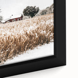 Snowy Farmhouse in Winter Wall Art | Rustic Farmhouse Decor for Homes