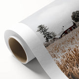 Snowy Farmhouse in Winter Wall Art | Rustic Farmhouse Decor for Homes