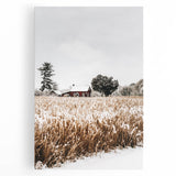 Snowy Farmhouse in Winter Wall Art | Rustic Farmhouse Decor for Homes
