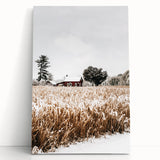 Snowy Farmhouse in Winter Wall Art | Rustic Farmhouse Decor for Homes