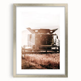 Harvester in Action Wall Art | Rustic Farmhouse Decor for Country Homes