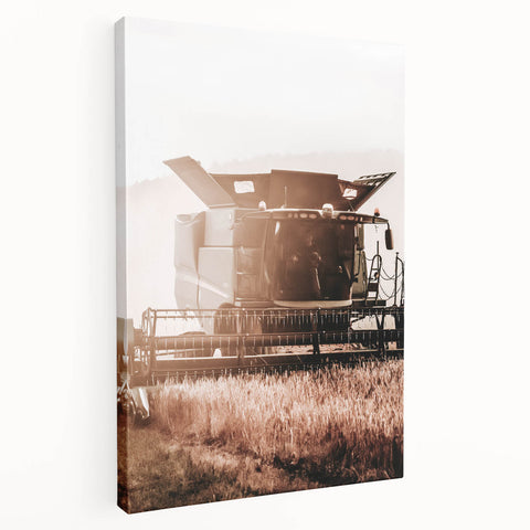Harvester in Action Wall Art | Rustic Farmhouse Decor for Country Homes