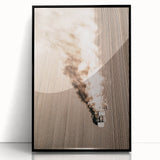 Aerial Farmhouse Wall Art of Harvesting Tractor - Rustic Country Decor