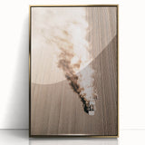 Aerial Farmhouse Wall Art of Harvesting Tractor - Rustic Country Decor