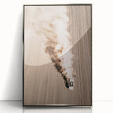 Aerial Farmhouse Wall Art of Harvesting Tractor - Rustic Country Decor