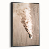 Aerial Farmhouse Wall Art of Harvesting Tractor - Rustic Country Decor