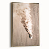 Aerial Farmhouse Wall Art of Harvesting Tractor - Rustic Country Decor