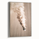 Aerial Farmhouse Wall Art of Harvesting Tractor - Rustic Country Decor