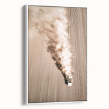 Aerial Farmhouse Wall Art of Harvesting Tractor - Rustic Country Decor