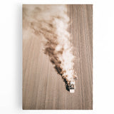 Aerial Farmhouse Wall Art of Harvesting Tractor - Rustic Country Decor