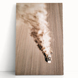 Aerial Farmhouse Wall Art of Harvesting Tractor - Rustic Country Decor