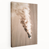 Aerial Farmhouse Wall Art of Harvesting Tractor - Rustic Country Decor