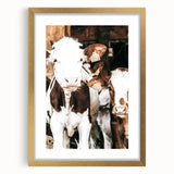 Farmhouse Wall Art of Calves in Barn - Rustic Country Style Decor