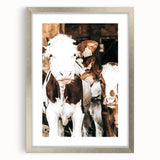Farmhouse Wall Art of Calves in Barn - Rustic Country Style Decor